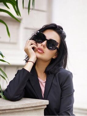 Topfoxx CHLOE Black Cat Eye Sunglasses